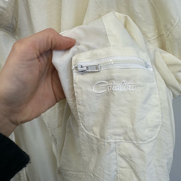 Vintage 90's Nautical Cream Windbreaker Funnel Neck Jacket Size L - Picture 12 of 14